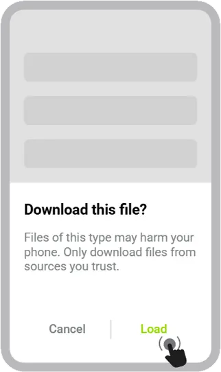 Browser dialog asking to confirm the WinWin APK download, with Download and Cancel buttons