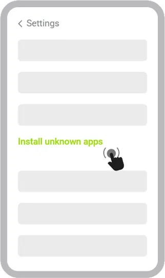 Android Settings list with Install unknown apps selected